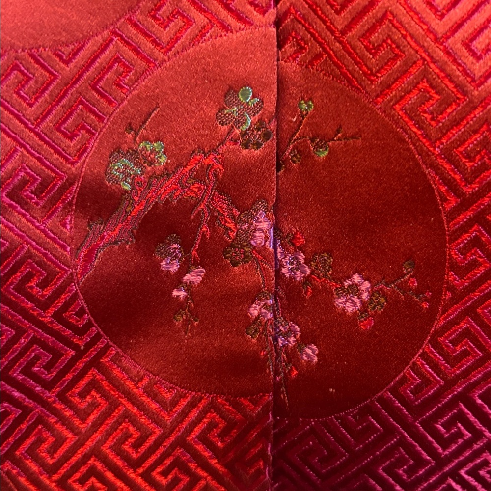 Asian Kimono Jacket Frog Closures Pointed Collar Long Sleeve Silk Blend Sz M - Picture 7 of 8